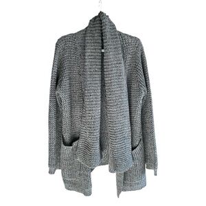 LINE Chunky Knit Cotton Sweater Cardigan Purple Gray L